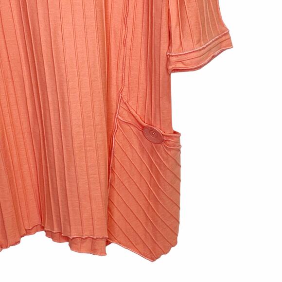 Ali Miles Womens Size Small Coral Tunic Top Textured Pockets Cotton 3/4 Sleeve - Picture 5 of 9